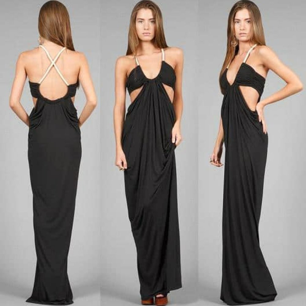 TORN By RONNY KOBO TRIBAL Rope Cut Out Maxi Dress - SMALL